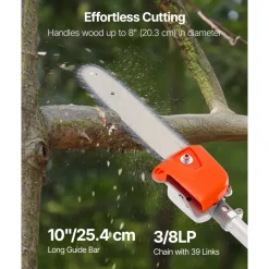 VEVOR Gas Pole Saw, 43CC 2 Stroke Gas Powered Pole Saws with 10 in Cutting Bar, Cordless Tree Trimmer with 30 fl.oz Fuel Tank, 6.8 to 11.7 ft Extendable, Powerful Chainsaw for Tree Trimming Pruning