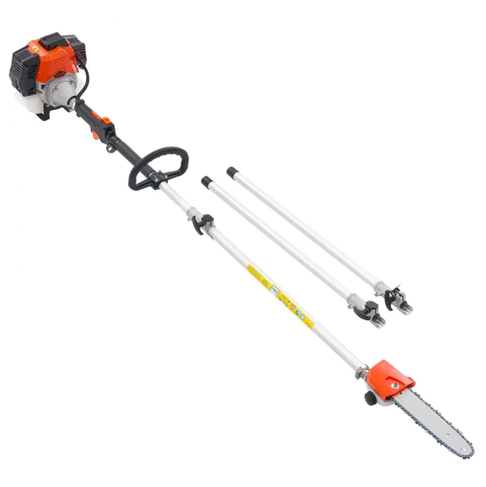 VEVOR Gas Pole Saw, 43CC 2 Stroke Gas Powered Pole Saws with 10 in Cutting Bar, Cordless Tree Trimmer with 30 fl.oz Fuel Tank, 6.8 to 11.7 ft Extendable, Powerful Chainsaw for Tree Trimming Pruning
