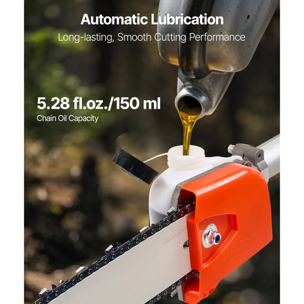 VEVOR Gas Pole Saw, 43CC 2 Stroke Gas Powered Pole Saws with 10 in Cutting Bar, Cordless Tree Trimmer with 30 fl.oz Fuel Tank, 6.8 to 11.7 ft Extendable, Powerful Chainsaw for Tree Trimming Pruning