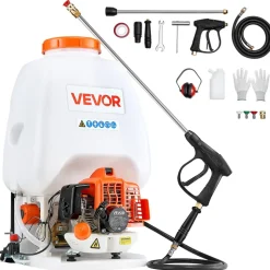 VEVOR Gas Powered Backpack Sprayer, 26.5CC 0.9HP Engine, Garden Sprayer with 6.5 Gallon Tank, Large Area Coverage, Lawn Spraying Machine with 24 in Wand & Nozzles for Efficient Gardening & Farming