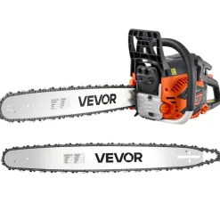 VEVOR Gas Powered Chainsaw 20 & 22 Inch 62CC 3.8HP 2 Stroke Engine Saw, for Wood Cutting, Tree Trimming & Land Clearing, Throttle-Synced Choke, Power Chain Saw with Non-Slip Handle & Dual Tanks