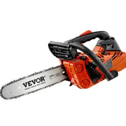 VEVOR Gas Powered Chainsaw 12 Inch 25.4CC 1HP 2 Stroke Engine Gas Chainsaw, for Wood Cutting, Tree Trimming & Land Clearing, Throttle-Synced Choke, Power Chain Saw with Non-Slip Handle & Dual Tanks