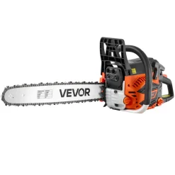 VEVOR Gas Powered Chainsaw 18 Inch 52CC 2.55HP 2 Stroke Engine Gas Chainsaw, for Wood Cutting, Tree Trimming & Land Clearing, Throttle-Synced Choke, Power Chain Saw with Non-Slip Handle & Dual Tanks