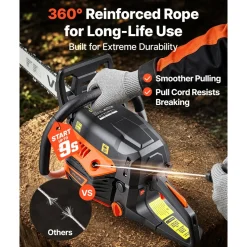VEVOR Gas Powered Chainsaw 18 Inch 52CC 2.55HP 2 Stroke Engine Gas Chainsaw, for Wood Cutting, Tree Trimming & Land Clearing, Throttle-Synced Choke, Power Chain Saw with Non-Slip Handle & Dual Tanks