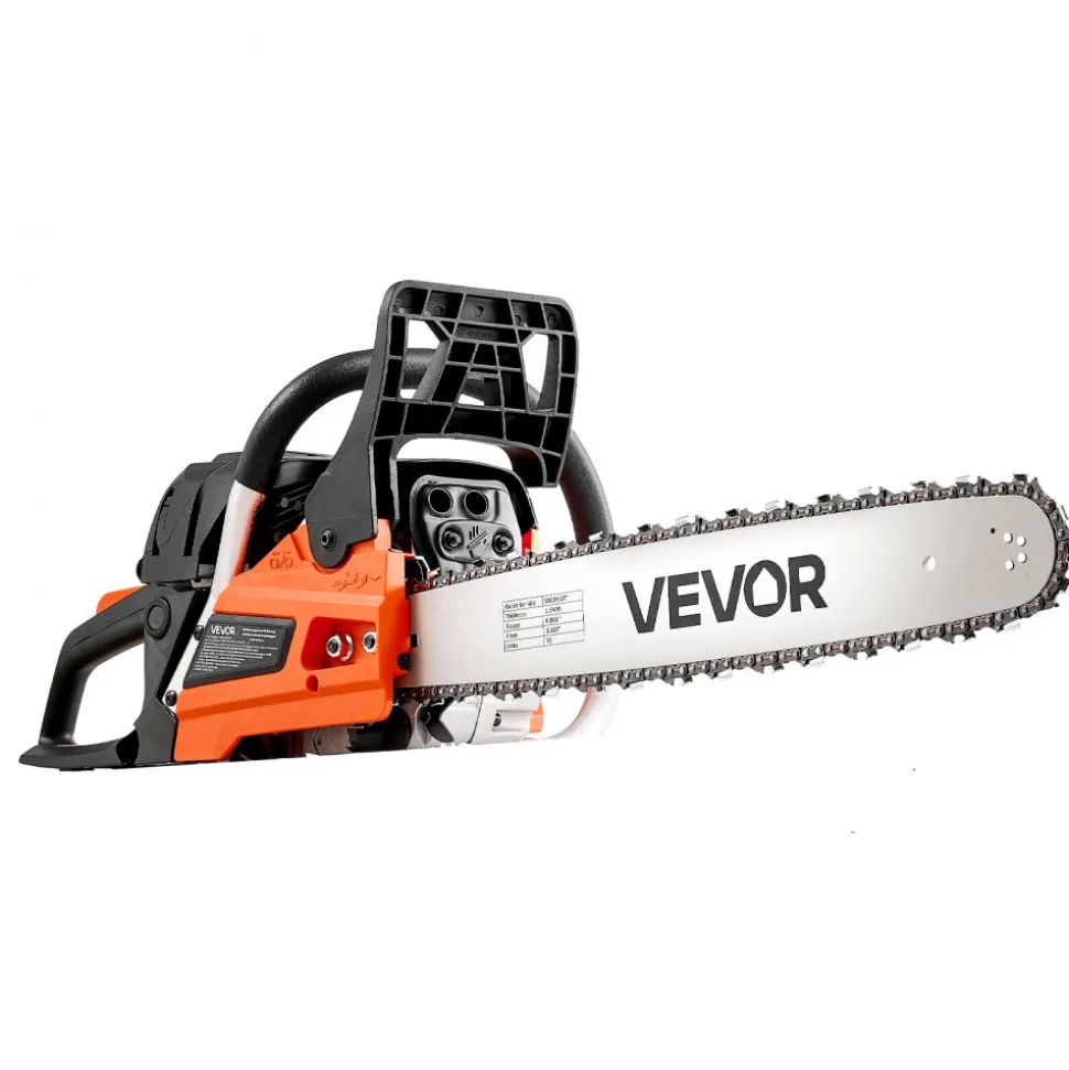 VEVOR Gas Powered Chainsaw 18 & 20 Inch 58CC 3.22HP 2 Stroke Engine Saw, for Wood Cutting, Tree Trimming & Land Clearing, Throttle-Synced Choke, Power Chain Saw with Non-Slip Handle & Dual Tanks