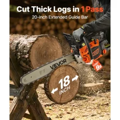 VEVOR Gas Powered Chainsaw 18 & 20 Inch 58CC 3.22HP 2 Stroke Engine Saw, for Wood Cutting, Tree Trimming & Land Clearing, Throttle-Synced Choke, Power Chain Saw with Non-Slip Handle & Dual Tanks