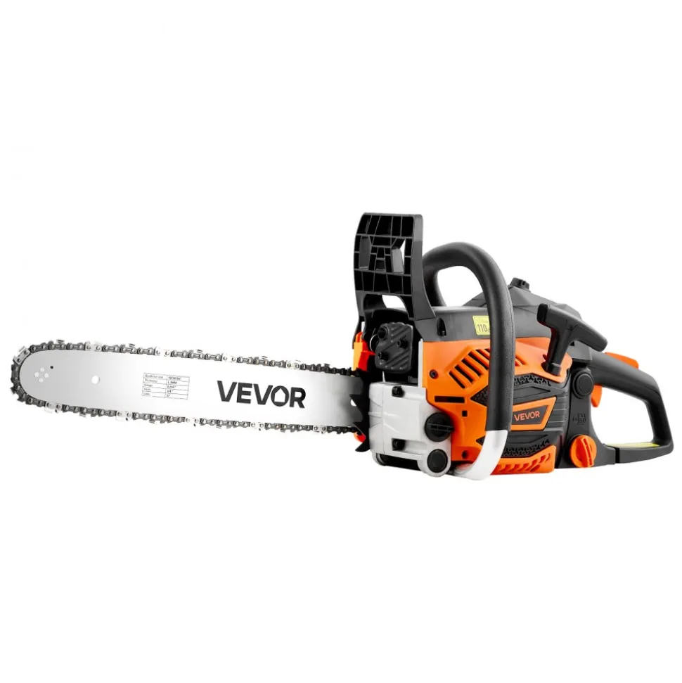 VEVOR Gas Powered Chainsaw 16 Inch 40CC 1.75HP 2 Stroke Engine Gas Chainsaw, for Wood Cutting, Tree Trimming & Land Clearing, Throttle-Synced Choke, Power Chain Saw with Non-Slip Handle & Dual Tanks