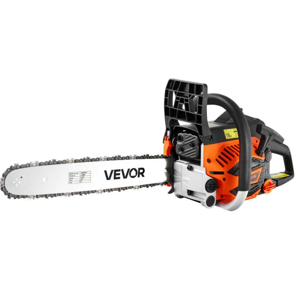 VEVOR Gas Powered Chainsaw 16 Inch 40CC 1.75HP 2 Stroke Engine Gas Chainsaw, for Wood Cutting, Tree Trimming & Land Clearing, Throttle-Synced Choke, Power Chain Saw with Non-Slip Handle & Dual Tanks