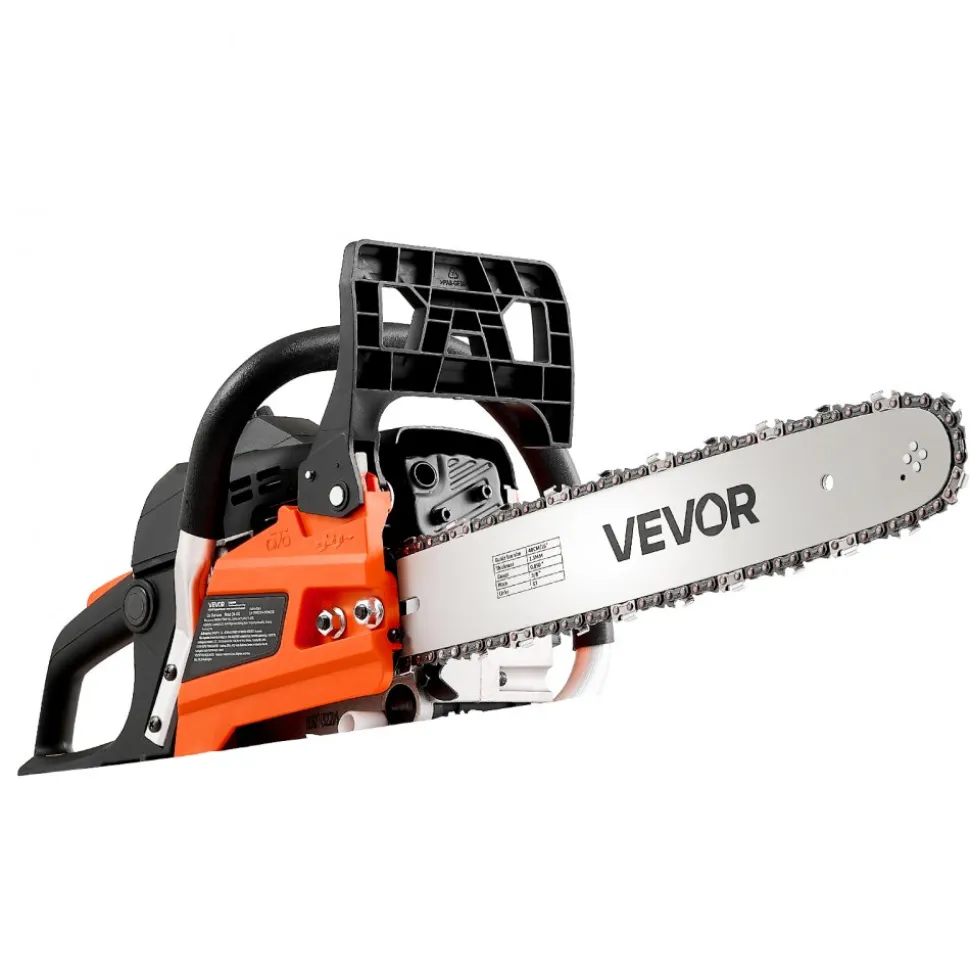VEVOR Gas Powered Chainsaw 16 Inch 40CC 1.75HP 2 Stroke Engine Gas Chainsaw, for Wood Cutting, Tree Trimming & Land Clearing, Throttle-Synced Choke, Power Chain Saw with Non-Slip Handle & Dual Tanks
