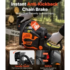VEVOR Gas Powered Chainsaw 16 Inch 40CC 1.75HP 2 Stroke Engine Gas Chainsaw, for Wood Cutting, Tree Trimming & Land Clearing, Throttle-Synced Choke, Power Chain Saw with Non-Slip Handle & Dual Tanks