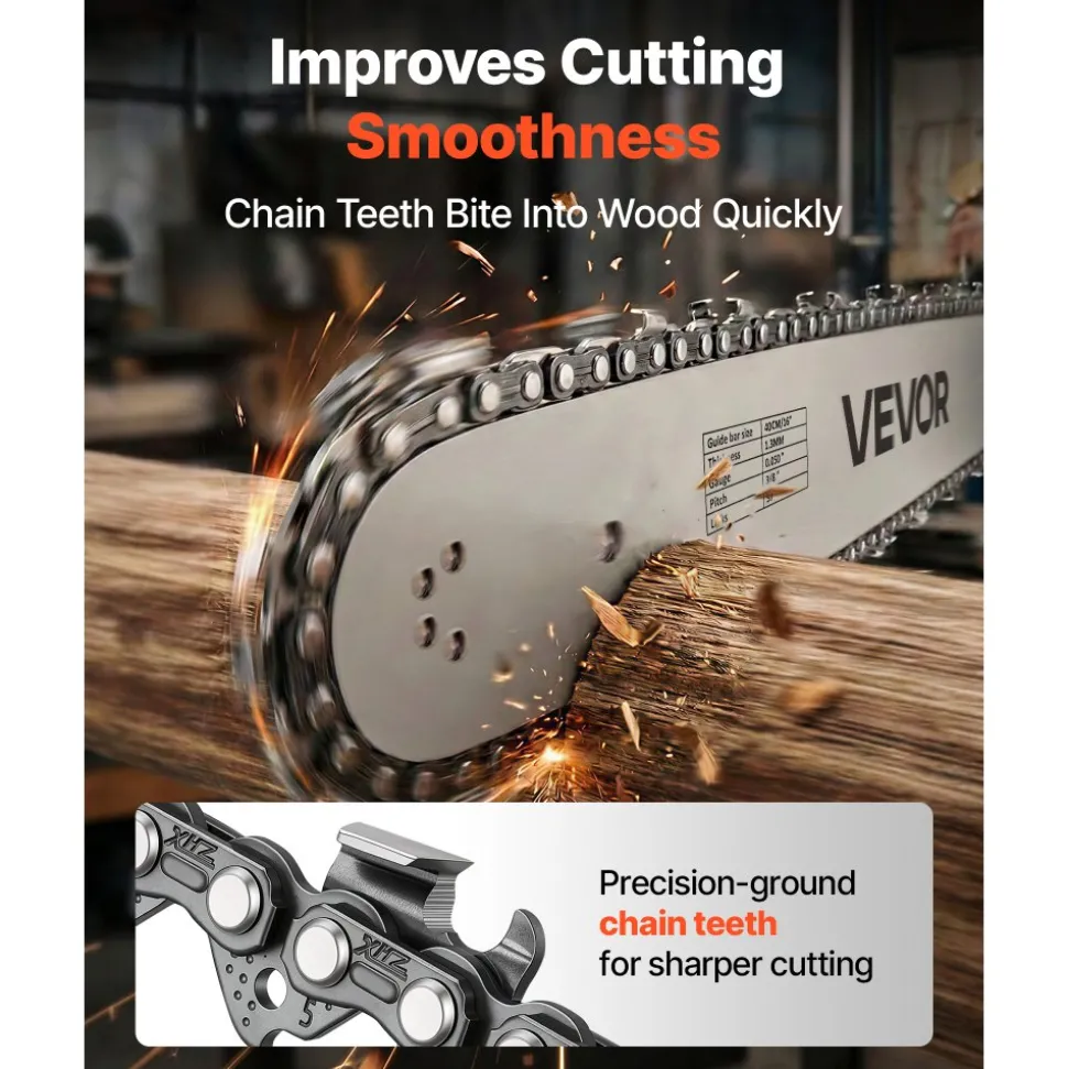 VEVOR Gas Powered Chainsaw 16 Inch 40CC 1.75HP 2 Stroke Engine Gas Chainsaw, for Wood Cutting, Tree Trimming & Land Clearing, Throttle-Synced Choke, Power Chain Saw with Non-Slip Handle & Dual Tanks