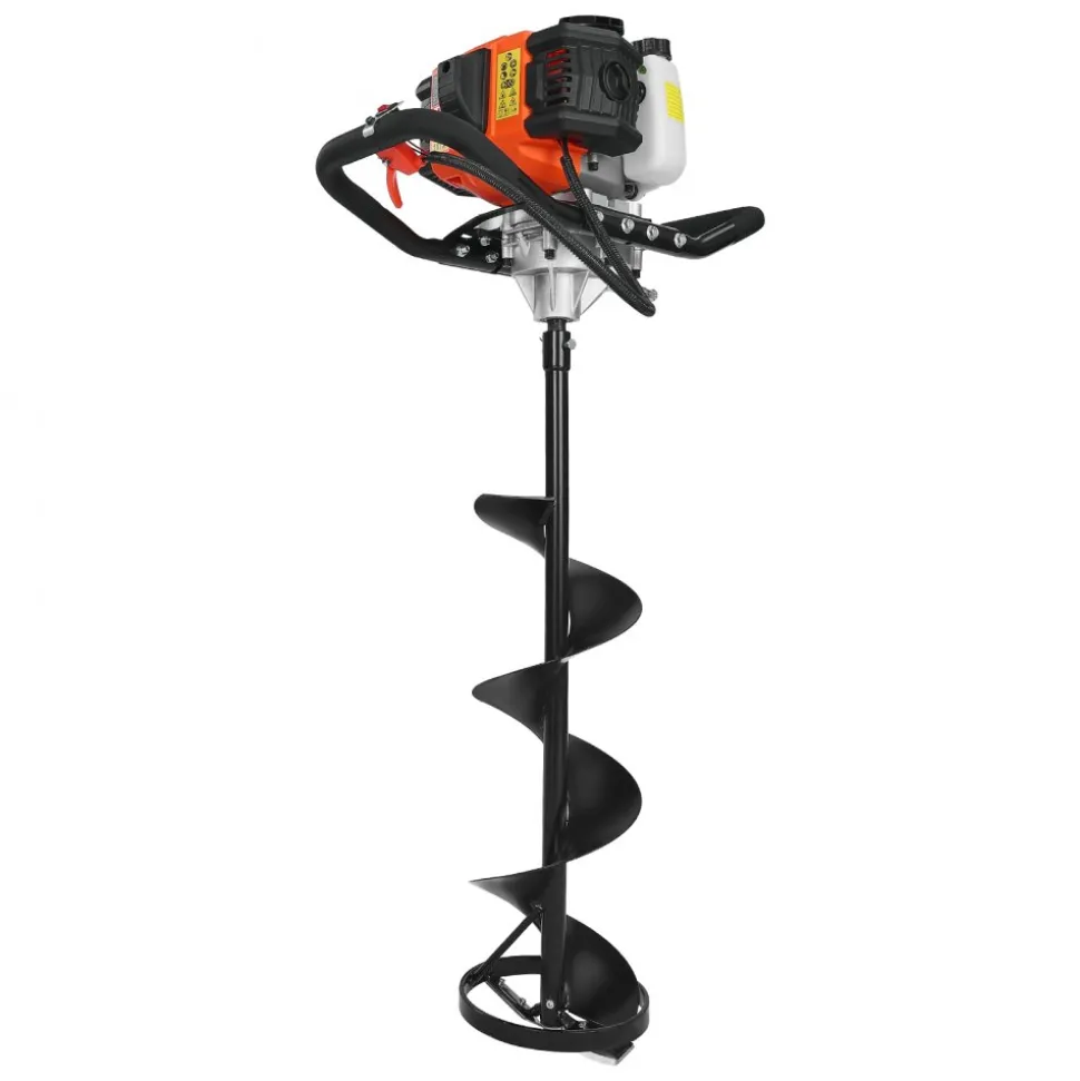 VEVOR Gas Powered Ice Auger, 52CC 2-Stroke Ice Fishing Augers with 8" Steel Drill Bit, Cold-Resistant & Portable Post Hole Digger, Precise and Fast Drilling Powerhead for Winter Fishing Rescue