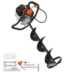VEVOR Gas Powered Ice Auger, 52CC 2-Stroke Ice Fishing Augers with 8