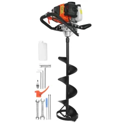 VEVOR Gas Powered Ice Auger, 52CC 2-Stroke Ice Fishing Augers with 8