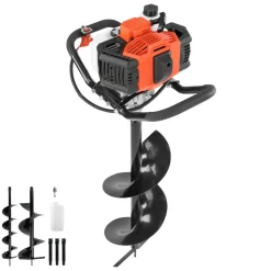 VEVOR Gas Powered Post Hole Digger, 52cc Post Hole Auger with 6" & 10" Bits, 3 Extension Rods, 1450W Heavy-Duty Earth Auger for Fence Posts, Deck / Pergola Posts, Plant / Tree Planting, EPA Listed