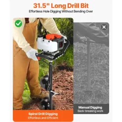 VEVOR Gas Powered Post Hole Digger, 52cc Post Hole Auger with 6