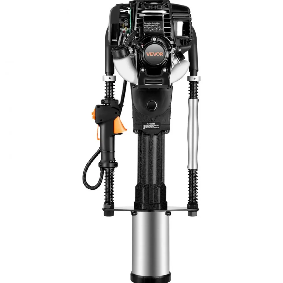 VEVOR Gas Powered T Post Driver, 37.7cc 4-Stroke Engine Efficient Post Pounder with 3 Piling Sleeves, Vibration-Reducing Handle, Heavy Duty Fence Pile Driver for Farm, Orchard, Road Work, Landscaping