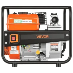 VEVOR Gas Powered Water Pump, 2 in, 132 GPM 6.5HP Semi Trash Water Transfer Pump Portable, Gasoline Engine with 25 ft Discharge Hose, Heavy Duty Frame, Cast Iron Impeller, for Irrigation, Ponds, Pools