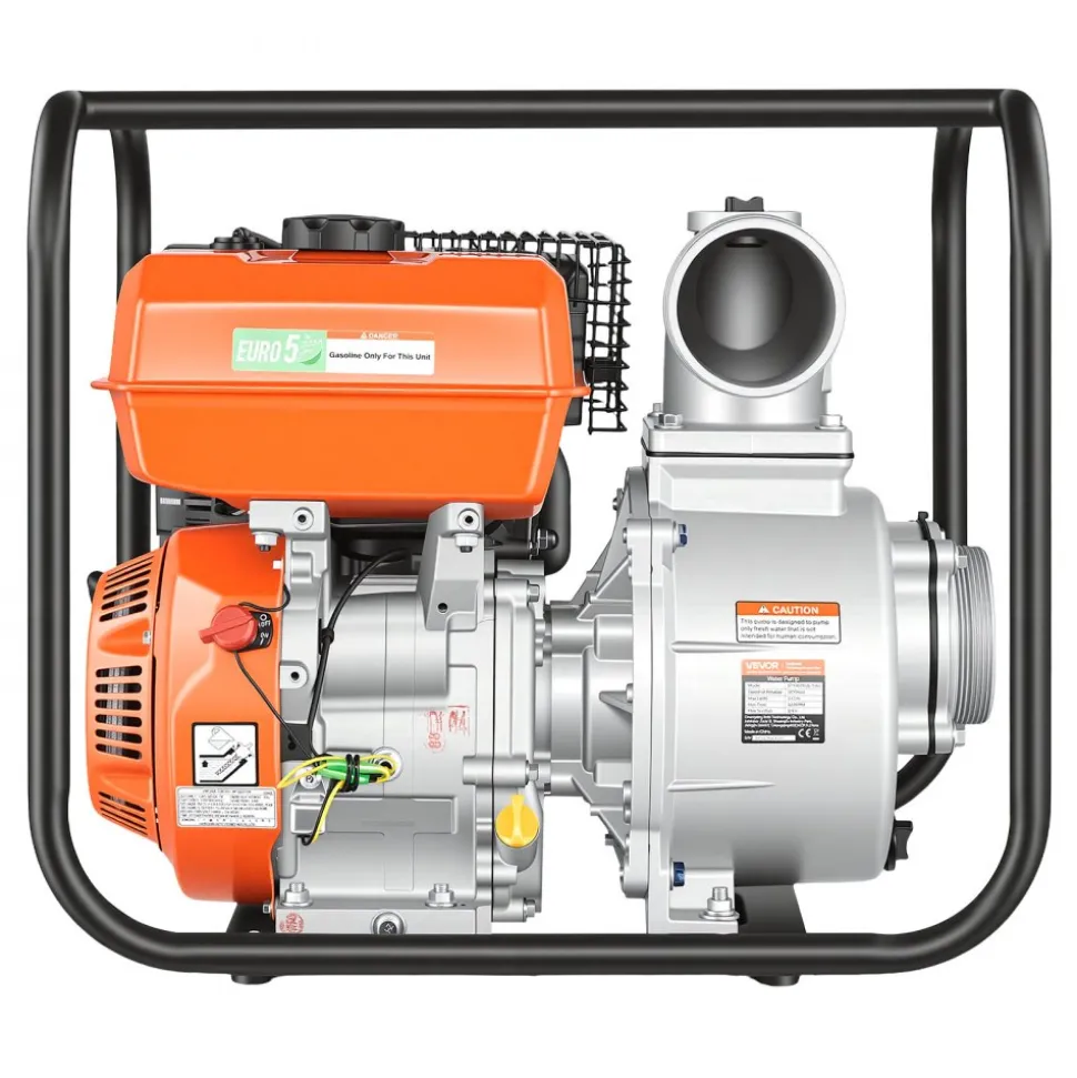 VEVOR Gas Powered Water Pump, 4 in, 422 GPM 8.3HP Semi Trash Water Transfer Pump Portable, Gasoline Engine with 25 ft Discharge Hose, Heavy Duty Frame, Cast Iron Impeller, for Irrigation, Ponds, Pools