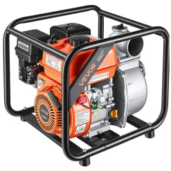 VEVOR Gas Powered Water Pump, 3 in, 242 GPM 7HP Semi Trash Water Transfer Pump Portable, Gasoline Engine with 25 ft Discharge Hose, Heavy Duty Frame, Cast Iron Impeller, for Irrigation, Ponds, Pools