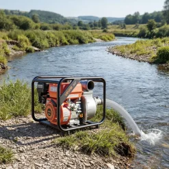 VEVOR Gas Powered Water Pump, 3 in, 264 GPM 7HP Semi Trash Water Transfer Pump Portable, Gasoline Engine with 25 ft Discharge Hose, Heavy Duty Frame, Cast Iron Impeller, for Irrigation, Ponds, Pools