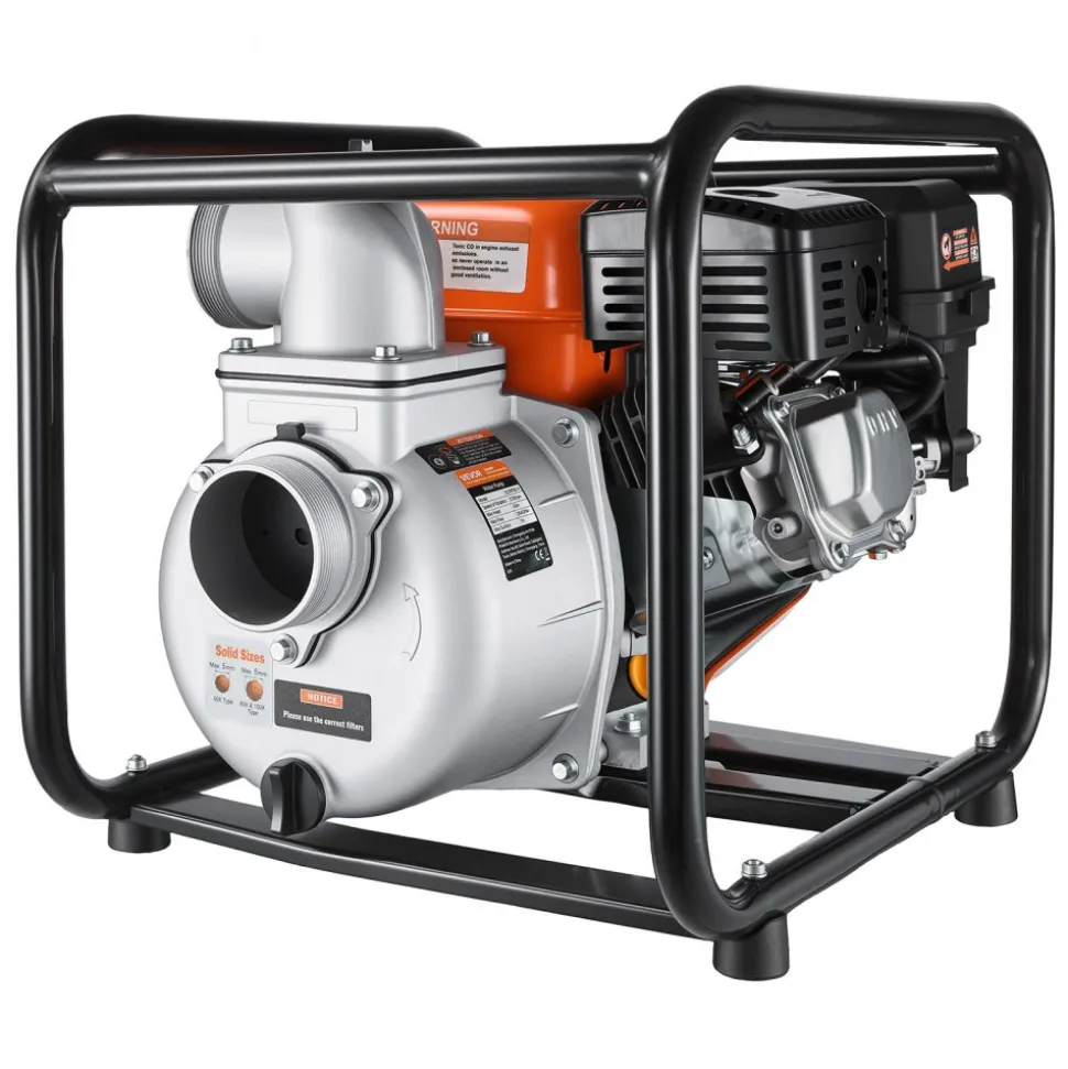 VEVOR Gas Powered Water Pump, 3 in, 264 GPM 7HP Semi Trash Water Transfer Pump Portable, Gasoline Engine with 25 ft Discharge Hose, Heavy Duty Frame, Cast Iron Impeller, for Irrigation, Ponds, Pools
