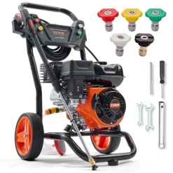 VEVOR Gas Pressure Washer 2900 PSI and 1.85 Max GPM, Upgrade Aluminum Pump with Spray Gun and Wand, 4 Nozzle Set, Low Profile Power Washer for Cars, Fences, Driveways, Homes, Patios, Furniture