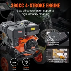 VEVOR Gas Pressure Washer, 4400 PSI 4.0 GPM, Gas Powered Pressure Washer with Copper Pump, Spray Gun and Extension Wand, 5 Quick Connect Nozzles, for Cleaning Cars, Homes, Driveways, Patios