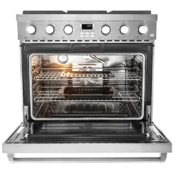 VEVOR Gas Range Oven, 35.9 Inches Width, Freestanding Stainless Steel Stove and Oven with 6 Sealed Cooktop Burners, Easy Reach Racks, Halogen Light, 6.0 Cu. Ft. Capacity, for Apartment, Home, Kitchen