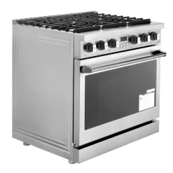 VEVOR Gas Range Oven, 35.9 Inches Width, Freestanding Stainless Steel Stove and Oven with 6 Sealed Cooktop Burners, Easy Reach Racks, Halogen Light, 6.0 Cu. Ft. Capacity, for Apartment, Home, Kitchen