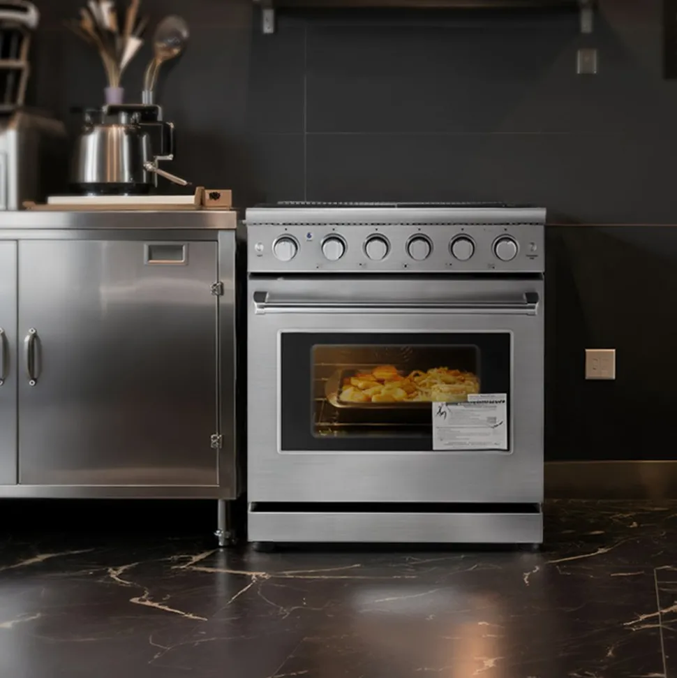 VEVOR Gas Range Oven, 30 Inches Width, Freestanding Stainless Steel Stove and Oven with 5 Sealed Cooktop Burners, Easy Reach Racks, 4.8 Cu. Ft. Capacity, for Apartment, Home, Kitchen