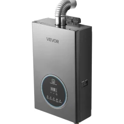 VEVOR Gas Tankless Water Heater, 4.3Gal Indoor 100000 BTU Instant Hot Water Heater, Smart Temperature Control & Clear LED Display & Multiple Security Protections for Whole House,Silver Gray