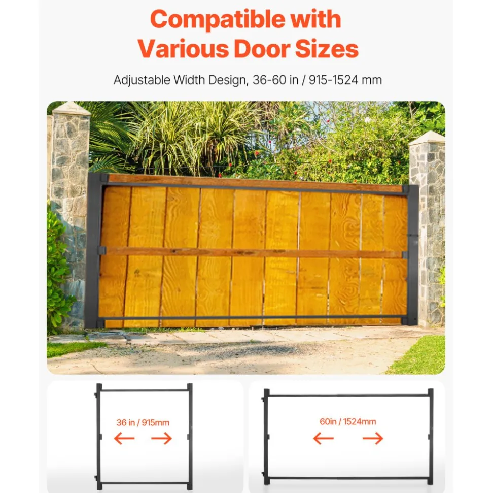 VEVOR Gate Building Kit, Fits 36 to 60 in Wide Openings, Up from 6 to 7 ft High Fence, Adjustable Gate Building Kit, Anti Sag Full Gate Frame Kit with Latch Lock and Screws, for Wooden Fence, Iron