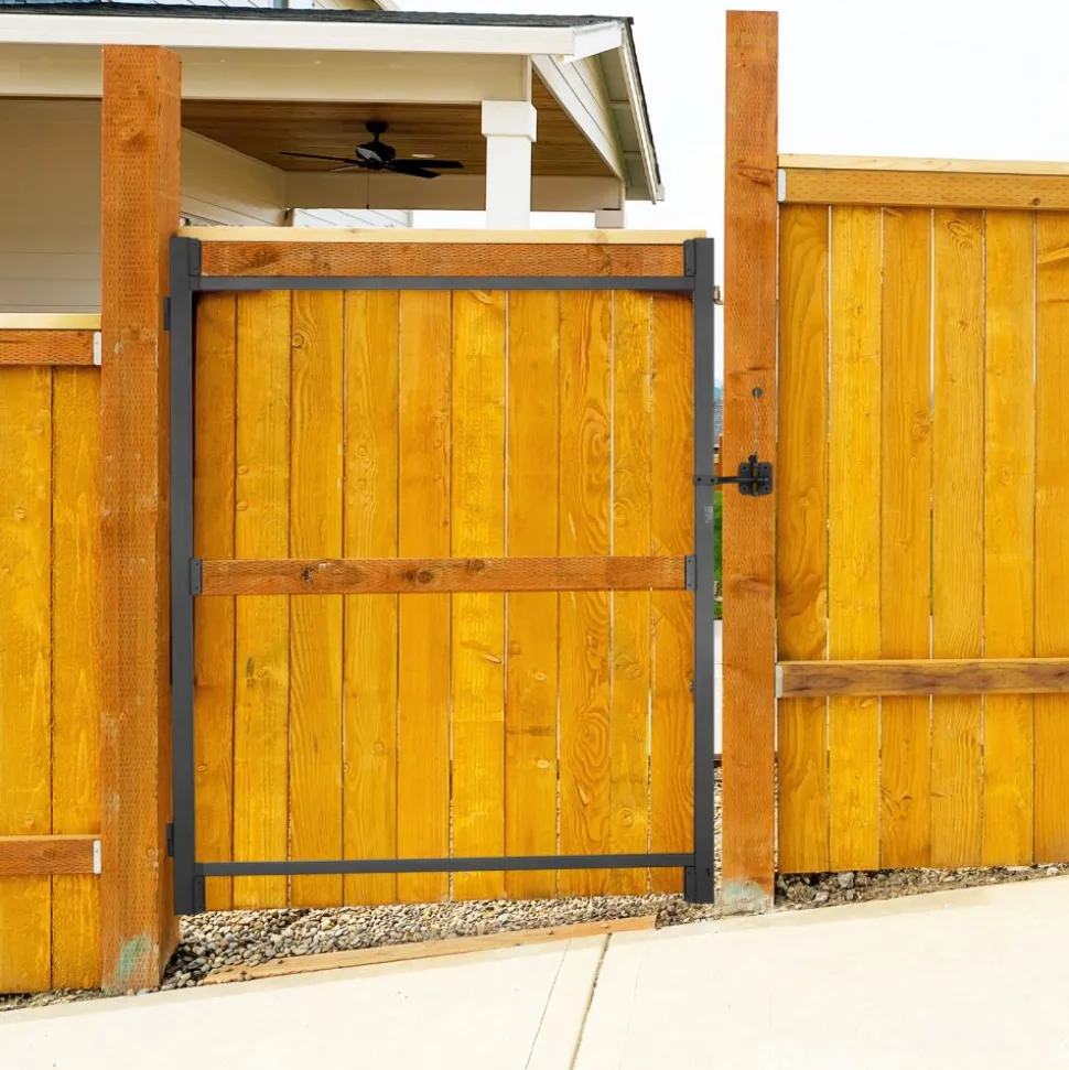 VEVOR Gate Building Kit, Fits 36 to 60 in Wide Openings, Up from 6 to 7 ft High Fence, Adjustable Gate Building Kit, Anti Sag Full Gate Frame Kit with Latch Lock and Screws, for Wooden Fence, Iron