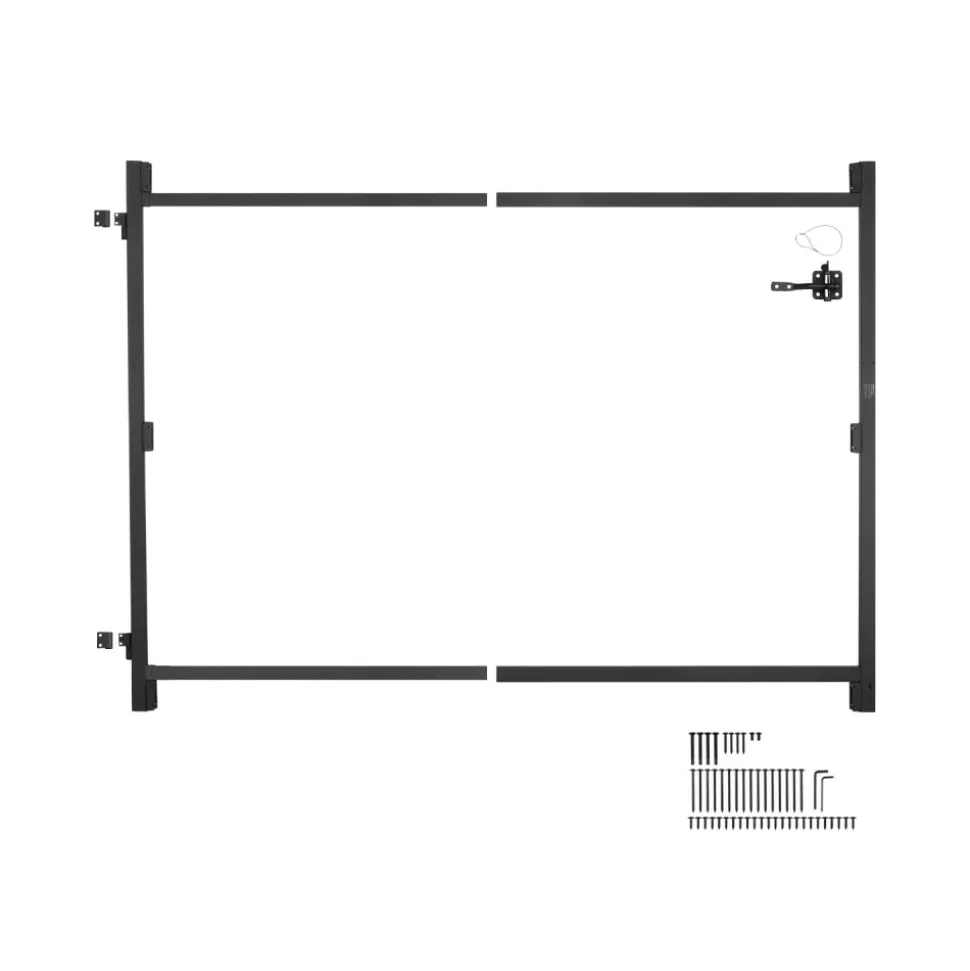 VEVOR Gate Building Kit, Fits 36 to 60 in Wide Openings, Up from 6 to 7 ft High Fence, Adjustable Gate Building Kit, Anti Sag Full Gate Frame Kit with Latch Lock and Screws, for Wooden Fence, Iron