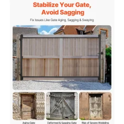 VEVOR Gate Building Kit, Fits 60 to 96 in Wide Openings, Up from 6 to 7 ft High Fence, Adjustable Gate Building Kit, Anti Sag Full Gate Frame Kit with Latch Lock, Screw, for Wooden Fence, Iron, Black