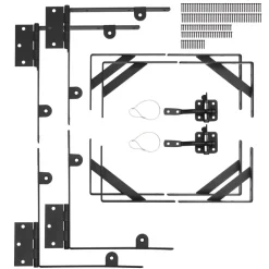 VEVOR Gate Corner Brace Bracket, 2 Sets, Anti Sag Gate Frame Hardware Kit, Gate Frame Brace Bracket with Latch Lock, Screws, for Shed Doors, Corral Gates, Driveway Gates, Wood Windows, Iron, Black