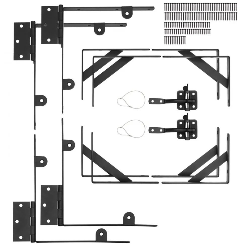 VEVOR Gate Corner Brace Bracket, 2 Sets, Anti Sag Gate Frame Hardware Kit, Gate Frame Brace Bracket with Latch Lock, Screws, for Shed Doors, Corral Gates, Driveway Gates, Wood Windows, Iron, Black