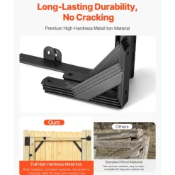 VEVOR Gate Corner Brace Bracket, 2 Sets, Anti Sag Gate Frame Hardware Kit, Gate Frame Brace Bracket with Latch Lock, Screws, for Shed Doors, Corral Gates, Driveway Gates, Wood Windows, Iron, Black