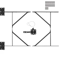 VEVOR Gate Corner Brace Bracket, Anti Sag Gate Frame Hardware Kit, Gate Frame Brace Bracket with Latch Lock, Latch Lock Rope, for Shed Doors, Corral Gates, Driveway Gates, Stable Gates, Iron, Black