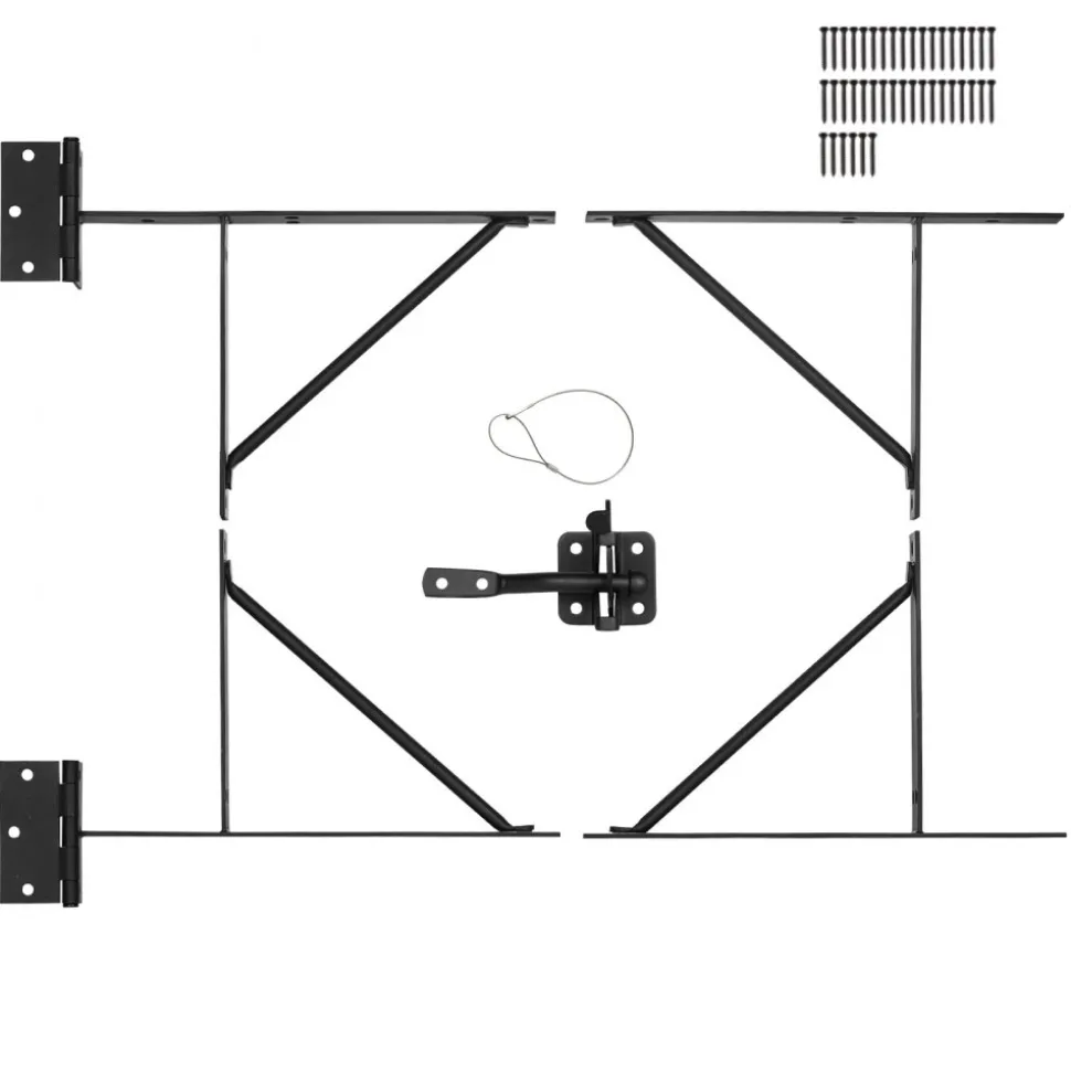 VEVOR Gate Corner Brace Bracket, Anti Sag Gate Frame Hardware Kit, Gate Frame Brace Bracket with Latch Lock, Latch Lock Rope, for Shed Doors, Corral Gates, Driveway Gates, Stable Gates, Iron, Black