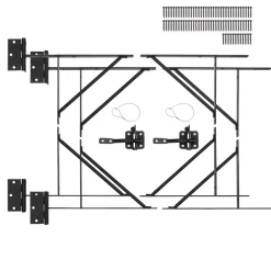 VEVOR Gate Corner Brace Bracket, 2 Sets, Anti Sag Gate Frame Hardware Kit, Gate Frame Brace Bracket with Latch Lock, Screws, for Shed Doors, Corral Gates, Driveway Gates, Stable Gates, Iron, Black