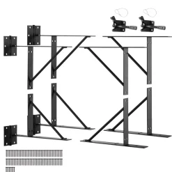 VEVOR Gate Corner Brace Bracket, 2 Sets, Anti Sag Gate Frame Hardware Kit, Gate Frame Brace Bracket with Latch Lock, Screws, for Shed Doors, Corral Gates, Driveway Gates, Stable Gates, Iron, Black