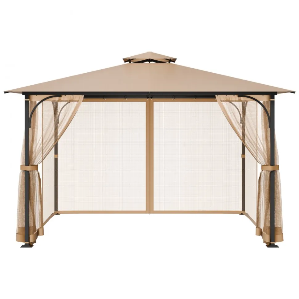 VEVOR Gazebo Netting Replacement, Fit Most 10 x 12 x 7.3 FT Gazebo, Outdoor Garden Gazebo Net, 4-Panel Sidewall Mesh Gazebo Curtain, Patio Midge Netting with Double Zipper, Canopy Screen (Netting Only)