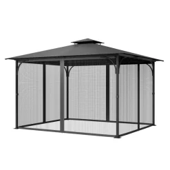 VEVOR Gazebo Netting Replacement, Fit Most 10 x 13 x 6.8 FT Gazebo Curtain, Outdoor Garden Net, 4-Panel Sidewall Mesh Net, Patio Midge Netting with Double Zipper, Canopy Screen (Netting Only)