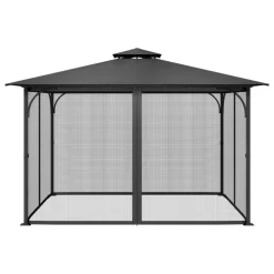 VEVOR Gazebo Netting Replacement, Fit Most 10 x 13 x 6.8 FT Gazebo Curtain, Outdoor Garden Net, 4-Panel Sidewall Mesh Net, Patio Midge Netting with Double Zipper, Canopy Screen (Netting Only)