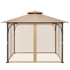 VEVOR Gazebo Netting Replacement, Fit Most 10 x 10 x 7 FT Gazebo Curtain, Outdoor Garden Net, 4-Panel Sidewall Mesh Net, Patio Midge Netting with Double Zipper, Canopy Screen (Netting Only)