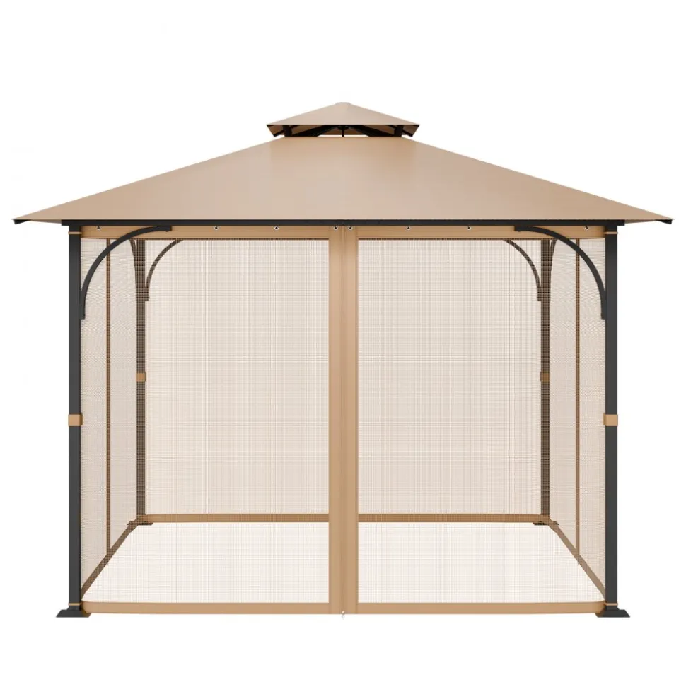VEVOR Gazebo Netting Replacement, Fit Most 10 x 10 x 7 FT Gazebo Curtain, Outdoor Garden Net, 4-Panel Sidewall Mesh Net, Patio Midge Netting with Double Zipper, Canopy Screen (Netting Only)
