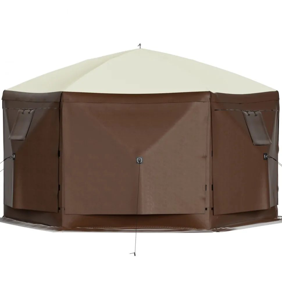 VEVOR Gazebo Screen Tent, 10 x 10 ft, 6 Sided Pop-up Camping Canopy Shelter Tent with Mesh Windows, Portable Carry Bag, Ground Stakes, Large Shade Tents for Outdoor Camping, Lawn and Backyard