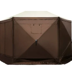 VEVOR Gazebo Screen Tent, 12 x 12 ft, 6 Sided Pop-up Camping Canopy Shelter Tent with Mesh Windows, Portable Carry Bag, Ground Stakes, Large Shade Tents for Outdoor Camping, Lawn and Backyard